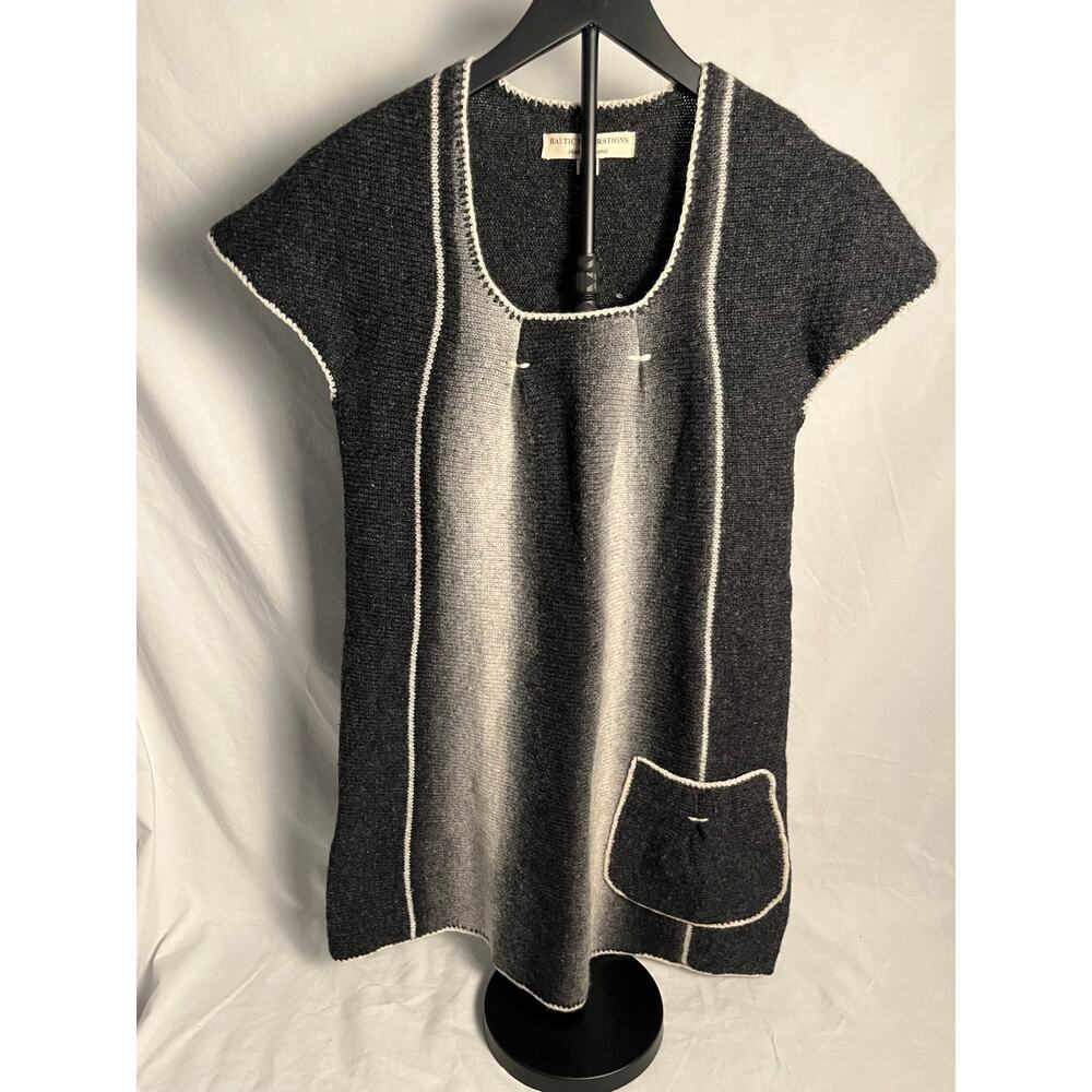 Vintage Baltic Inspirations Wool Knit Tunic Dress Gray XS Estonia 90s Style